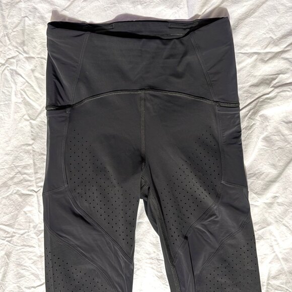Lululemon Uncovered Strength High-Rise Crop 23" Graphite Grey Leggings Mesh 4 - Picture 3 of 8